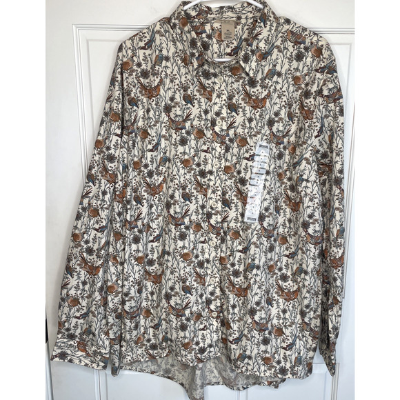 NWT Duluth Trading Company Women's Cotton Poplin Modern Tunic Sz XL Bird Peasant - Picture 1 of 10
